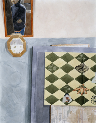 Marjatta Hanhijoki Silkkihuivi akvarelli  2003